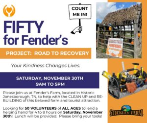 The Stickley Farm organizes “Fifty for Fender’s” cleanup